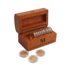 Cofre de madera chico para monedas de 13 mm